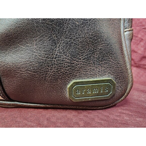 ARAMIS Distinguished Traveler Brown Faux Leather Zip Toiletry Travel Bag - Picture 2 of 6